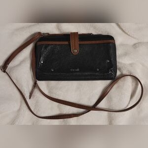 The Sak Iris Black and Brown Genuine Leather 3in1 Purse Wallet